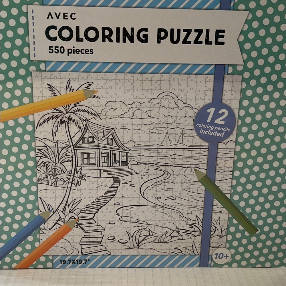Avec Les Filles Coloring Puzzle with 12 Pencils - 550 Pieces